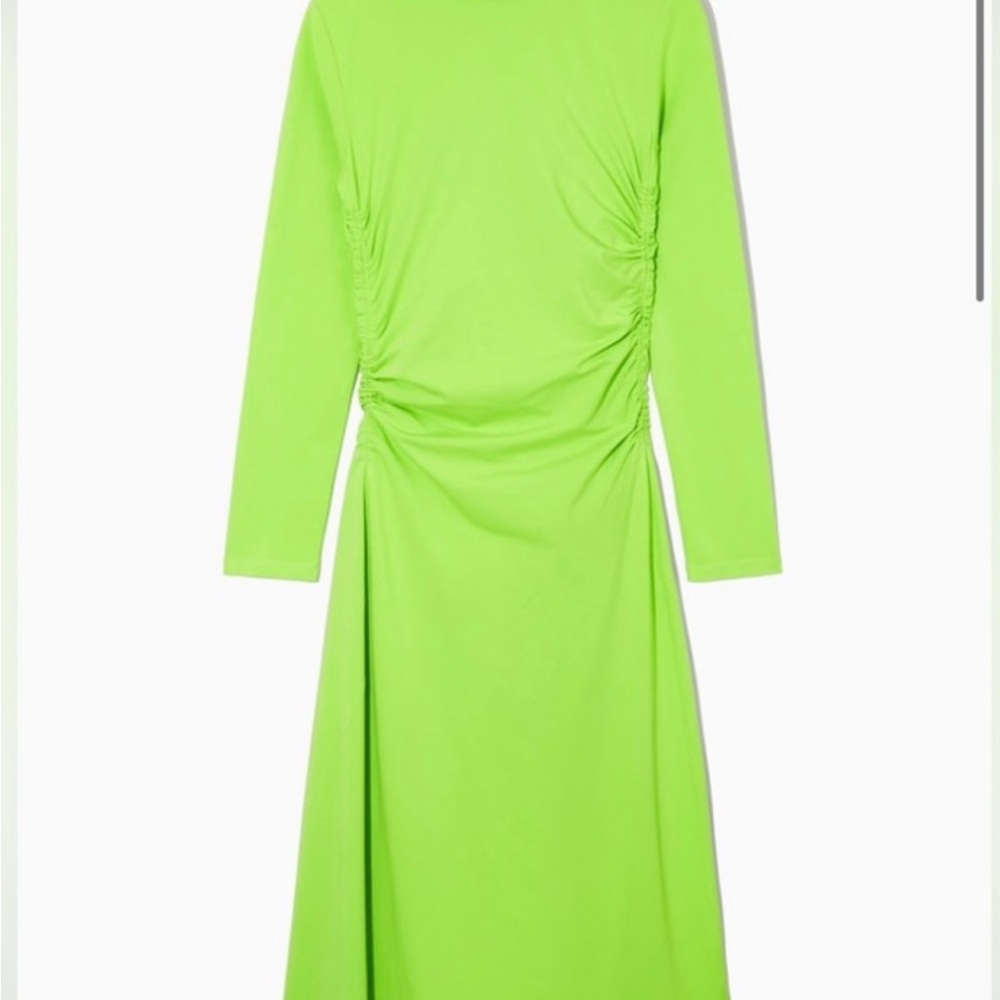 NWOT! COS Bright Green cotton jersey Long Sleeve Dress